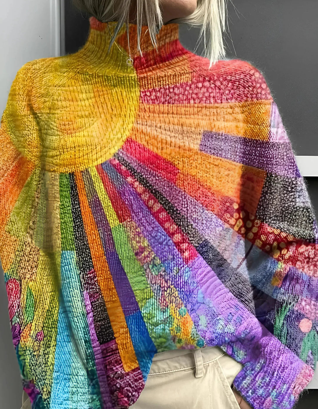Isolina – Kolorowy Sweter z Golfem