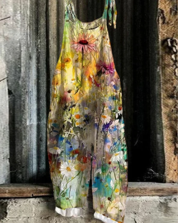 Adela - Kombinezon w Stylu Vintage w Kwiatowy Wzór
