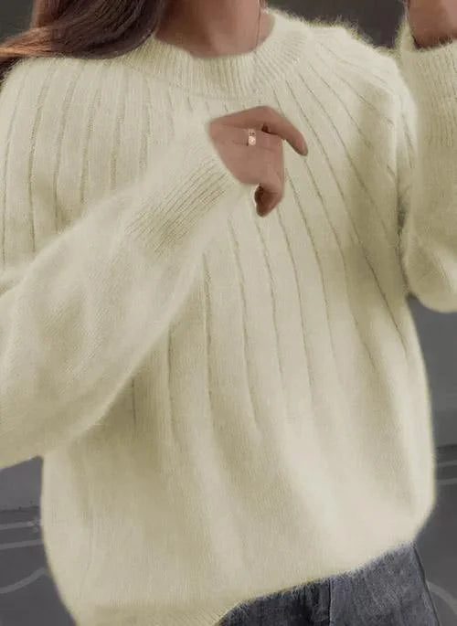 Shereen - Puszysty Sweter z Okrągłym Dekoltem