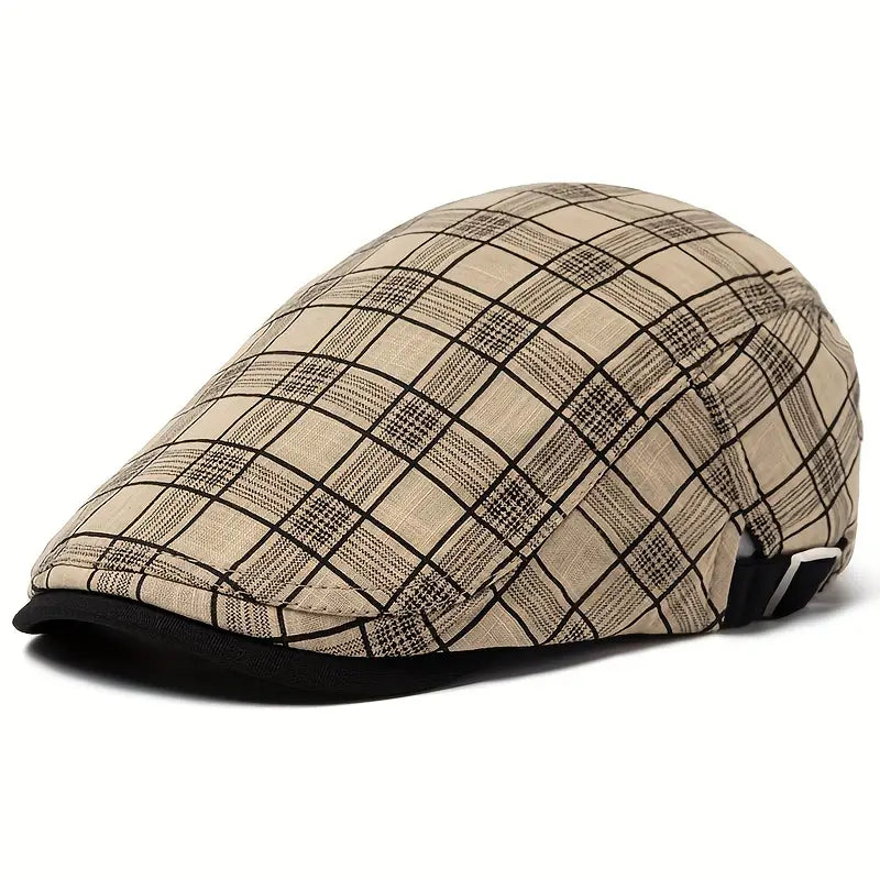 Zared – Regulowana Czapka Beret w Stylu Vintage w Kratę