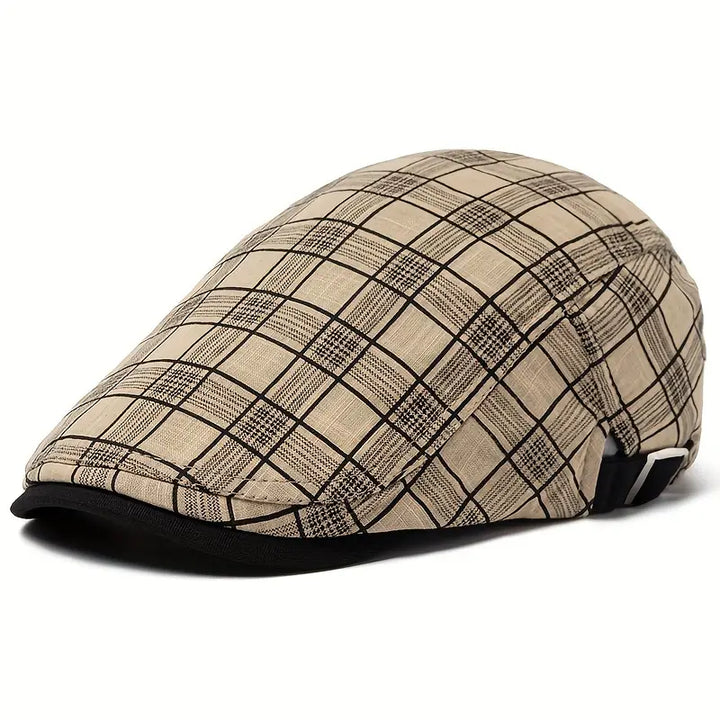 Zared – Regulowana Czapka Beret w Stylu Vintage w Kratę