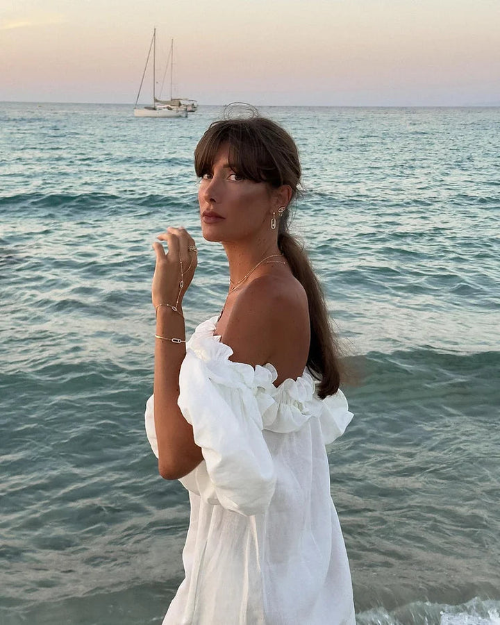 Francisca - Elegancka letnia sukienka z odkrytymi ramionami