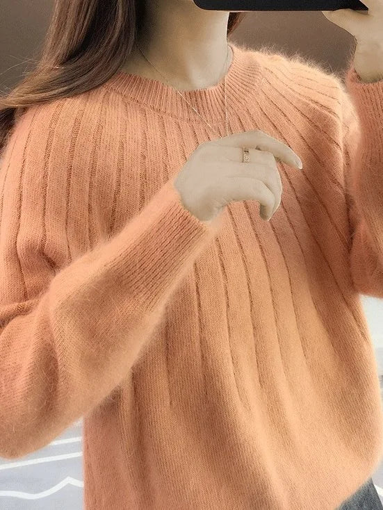 Shereen - Puszysty Sweter z Okrągłym Dekoltem