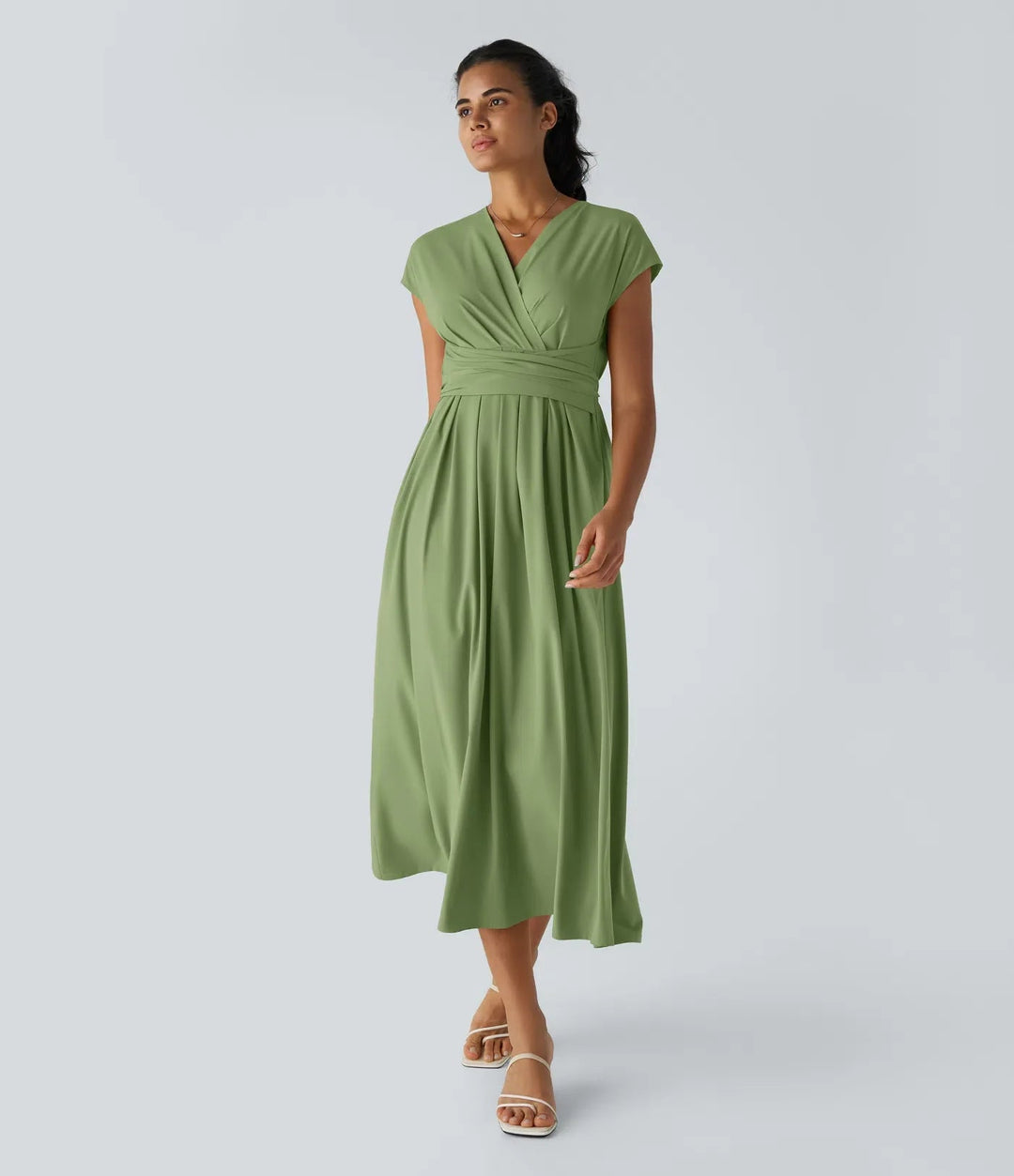 Wilhelmine – Elegancka Sukienka Kopertowa z Wysokim Stanem