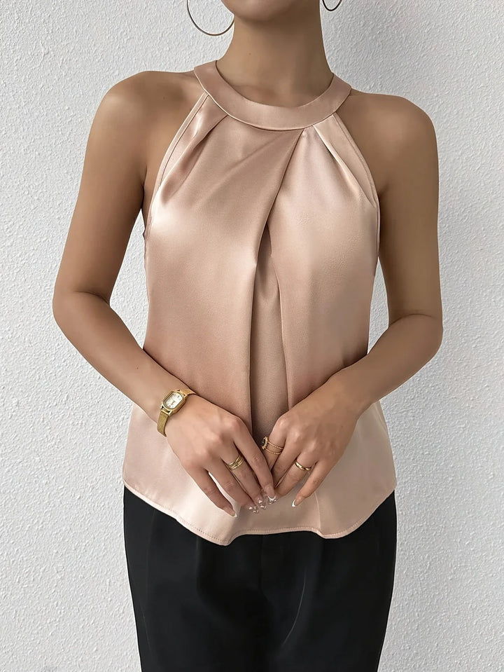 Cerys – Elegancka Bluzka Bez Rękawów Z Poliestru