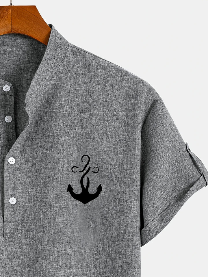 Elliott – Elegancka Koszula z Krótkim Rękawem i Stójką