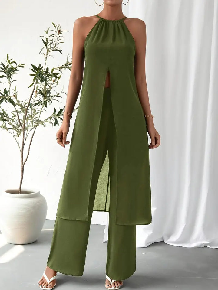 Eirini - Elegancki Dwuczęściowy Zestaw Bez Rękawów
