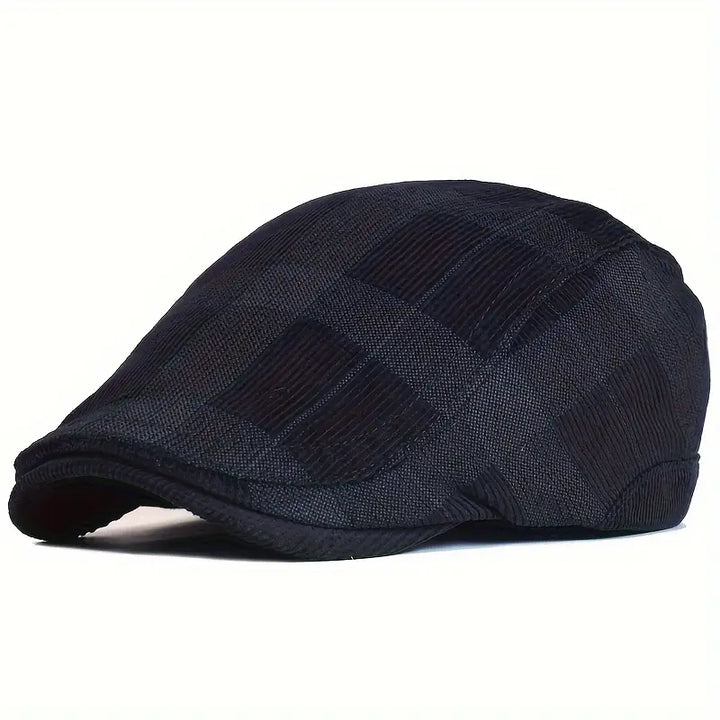 Enriko – Czapka Beretka z Bawełny w Stylu Vintage w Kratę