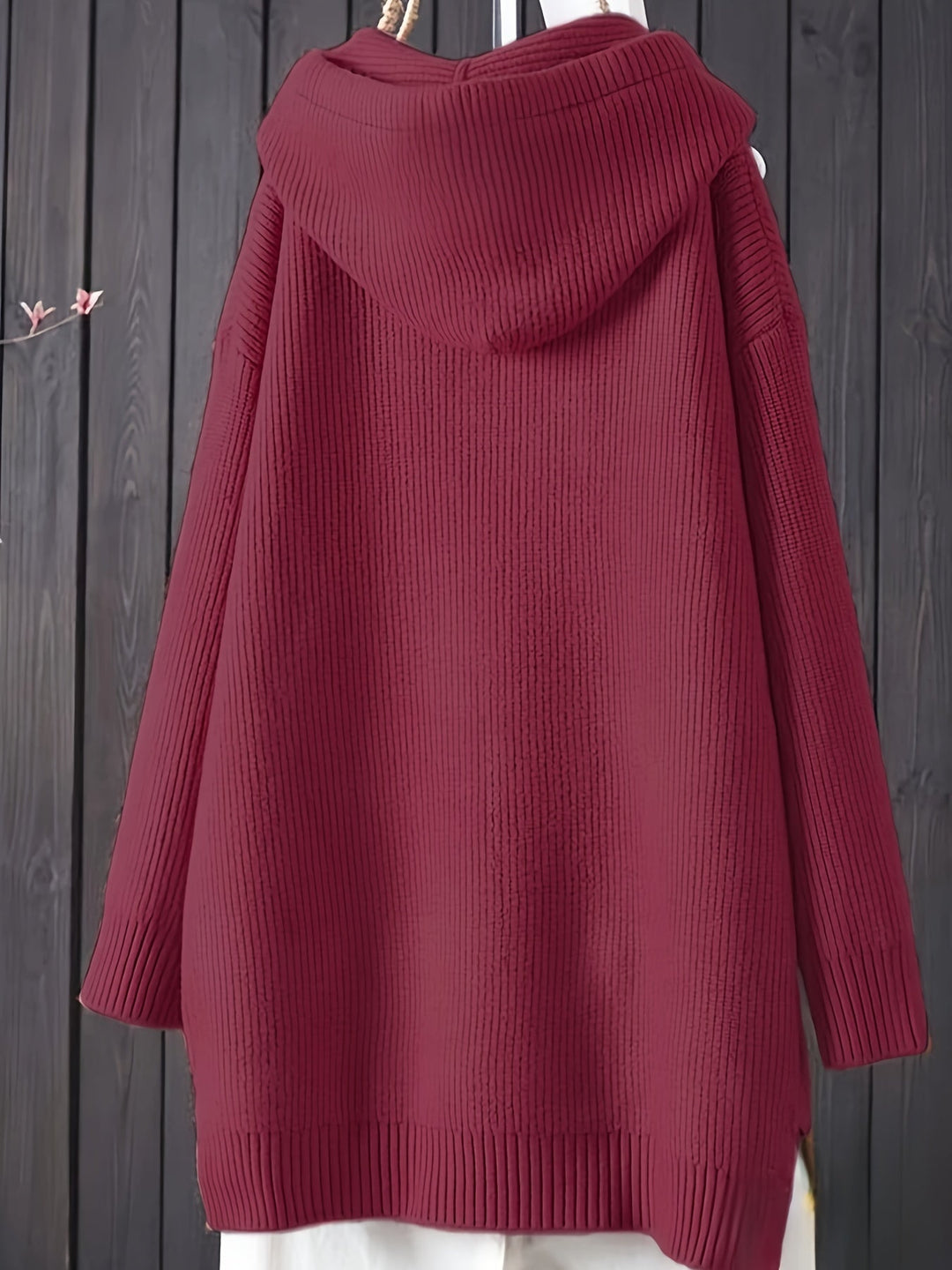 Genivee – Swobodna Bluza z Dzianinowy Kapturem z Długim Rękawem