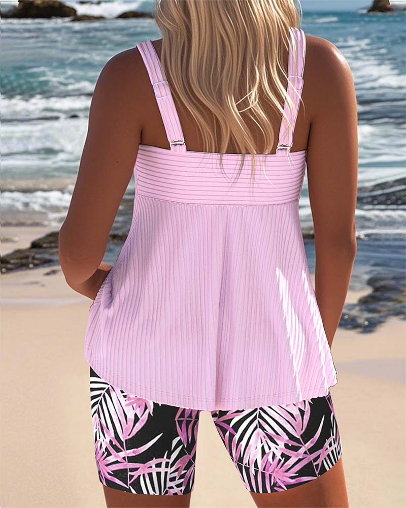 Varyla – pasiaste Tankini z Nadrukowanymi Szortami Plażowymi