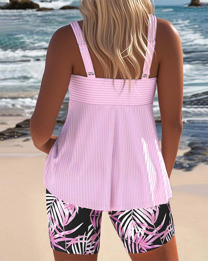 Varyla – pasiaste Tankini z Nadrukowanymi Szortami Plażowymi