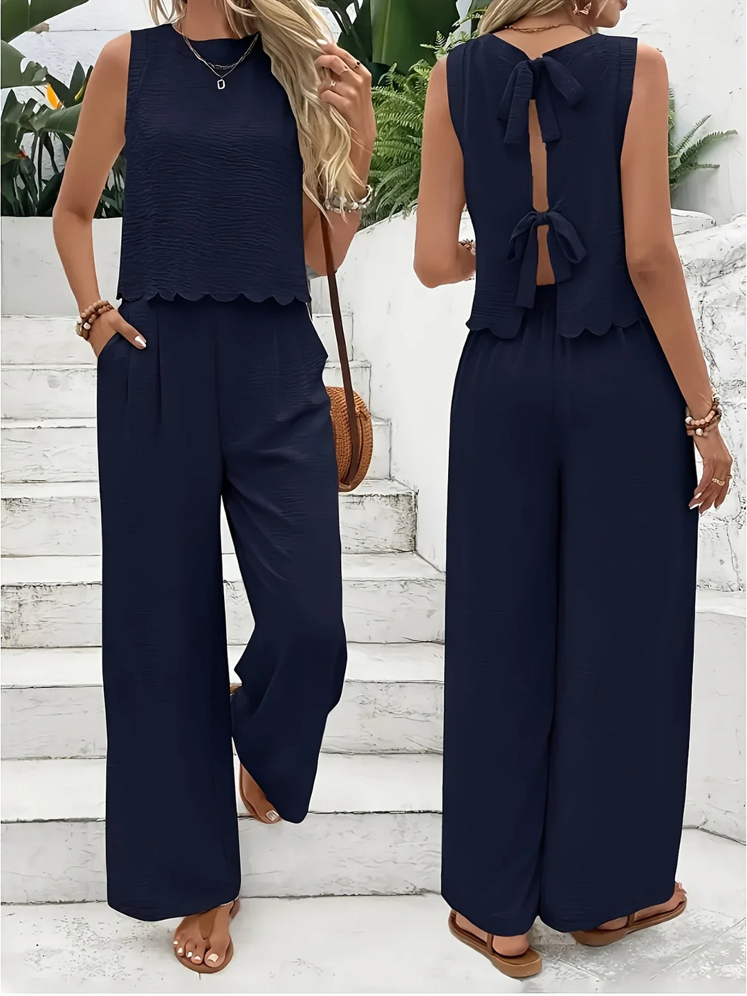 Raya – Stylowy Dwuczęściowy Zestaw Bez Rękawów