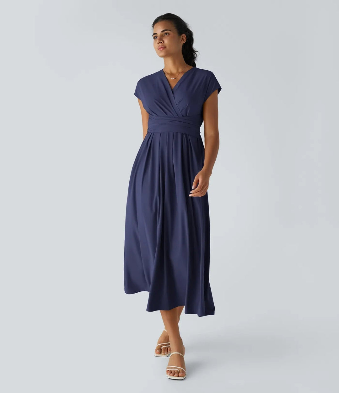 Wilhelmine – Elegancka Sukienka Kopertowa z Wysokim Stanem