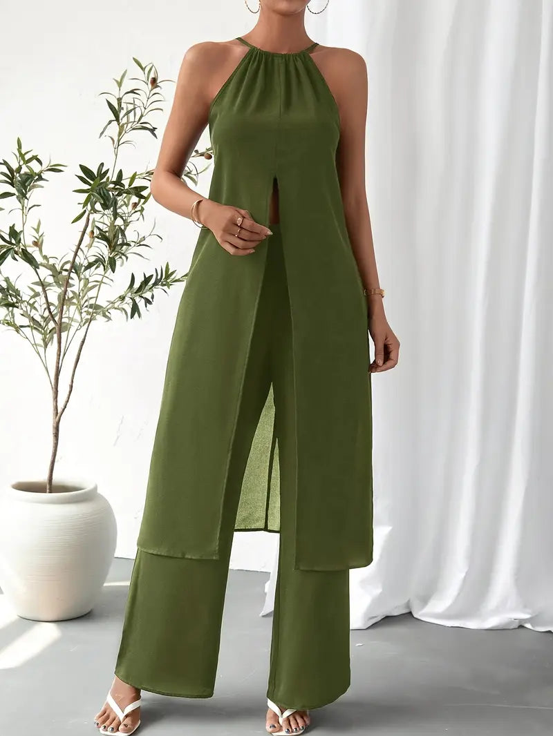 Eirini - Elegancki Dwuczęściowy Zestaw Bez Rękawów