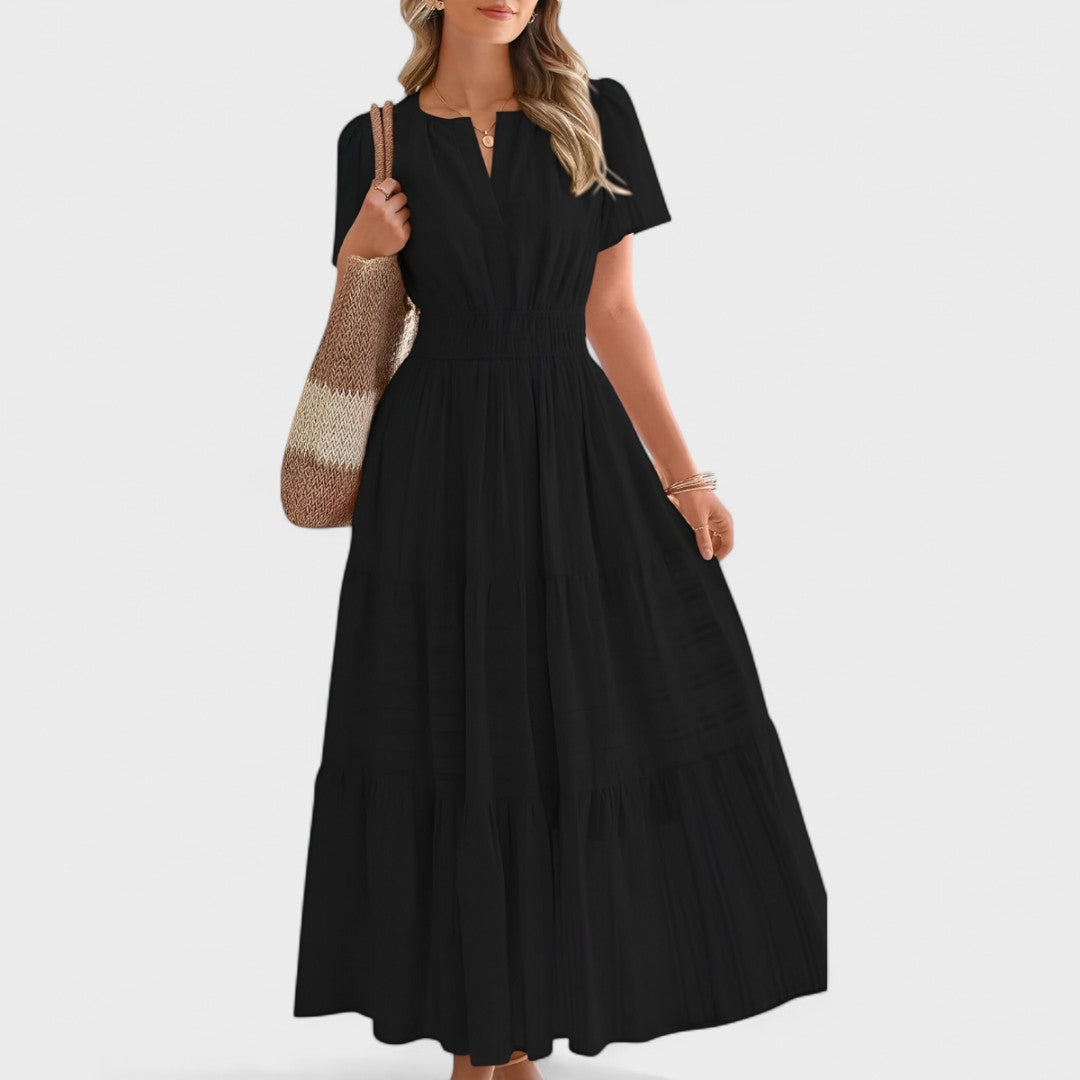 Maura - Lato Krótki Rękaw Sukienka Maxi