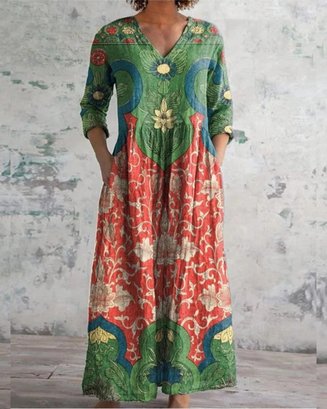 Bernadine – Sukienka Maxi w Stylu Vintage w Kwiatowy Wzór
