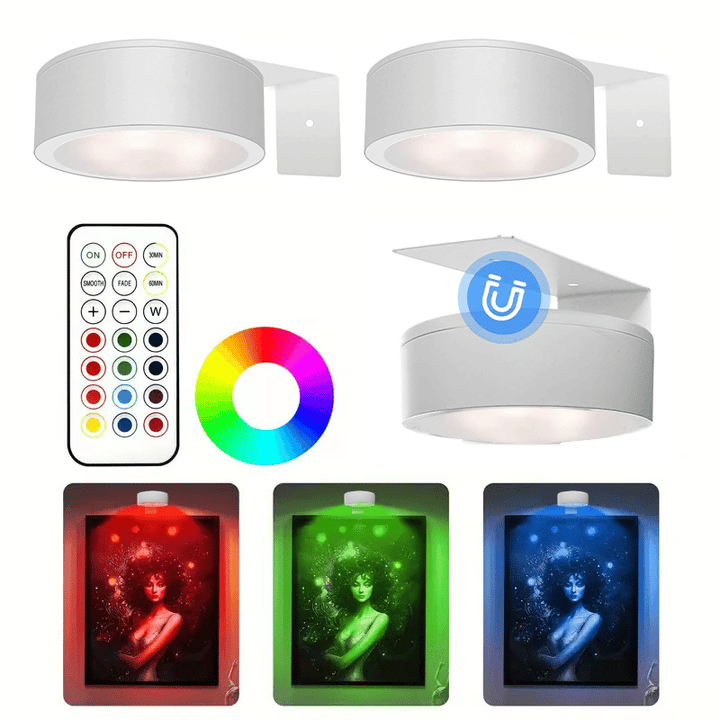 GlowFrame – Magnetyczna Lampa do Obrazów z 13 Trybami Swiecenia (Zestaw 3 Sztuki)