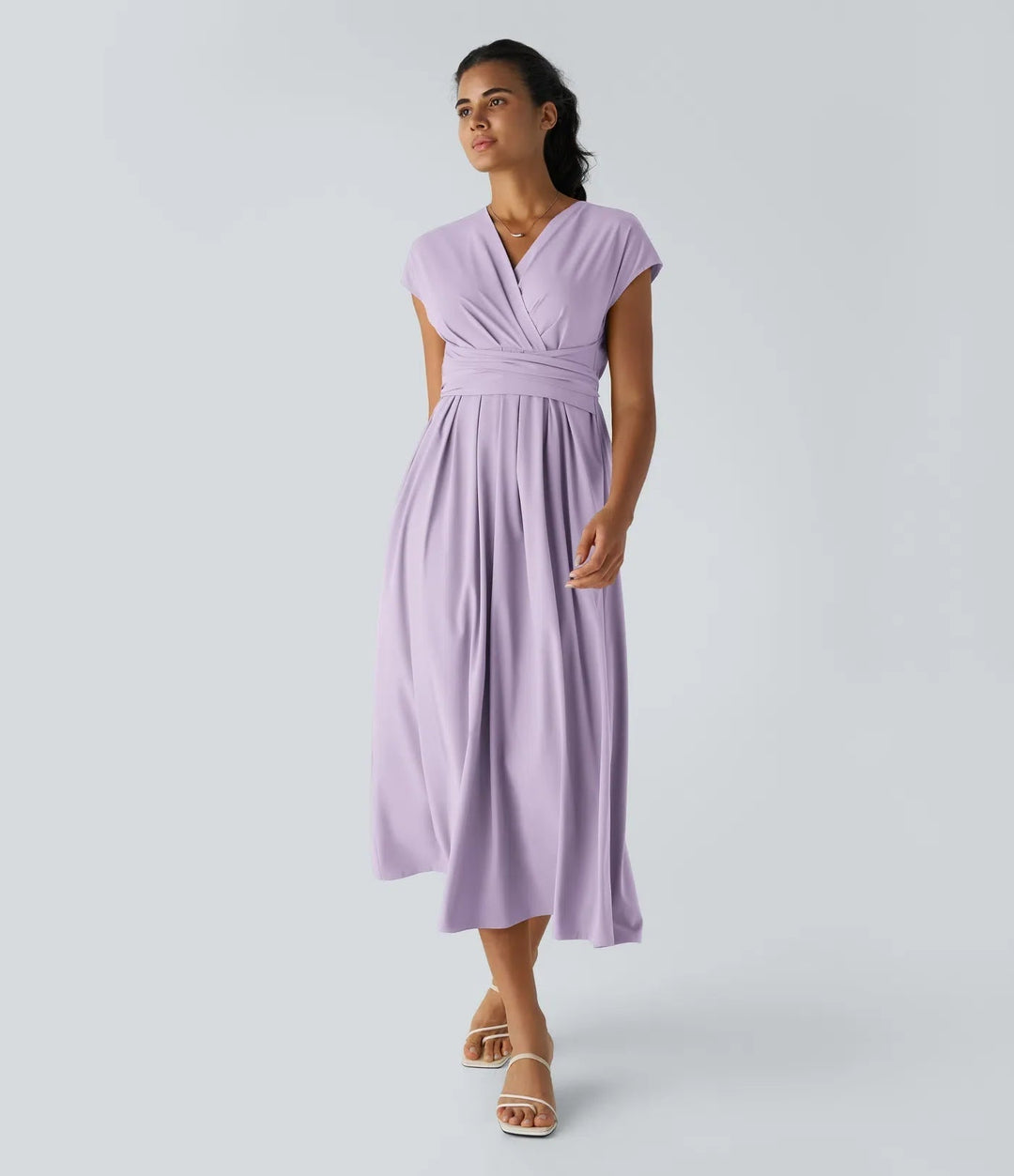 Wilhelmine – Elegancka Sukienka Kopertowa z Wysokim Stanem