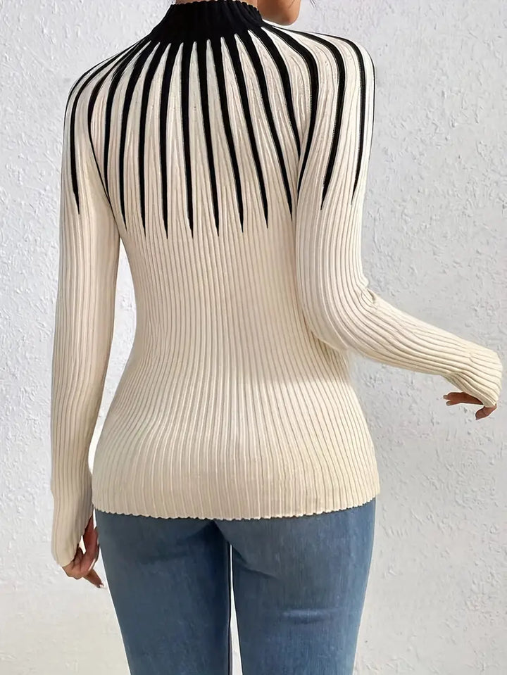Maider – Elegancki Sweter z Długim Rękawem i Wysokim Kołnierzem