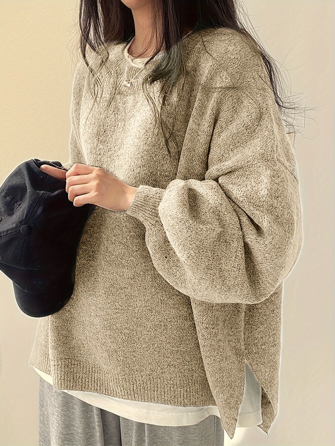 Pearline – Sweter z Okrągłym Dekoltem i Długim Rękawem