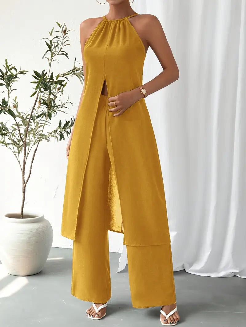 Eirini - Elegancki Dwuczęściowy Zestaw Bez Rękawów