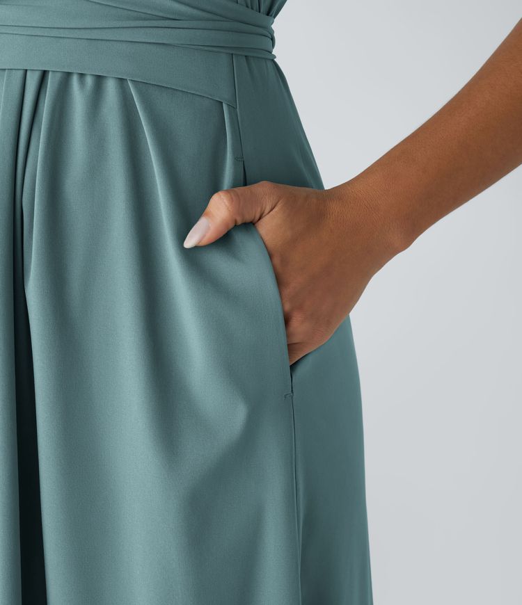 Wilhelmine – Elegancka Sukienka Kopertowa z Wysokim Stanem