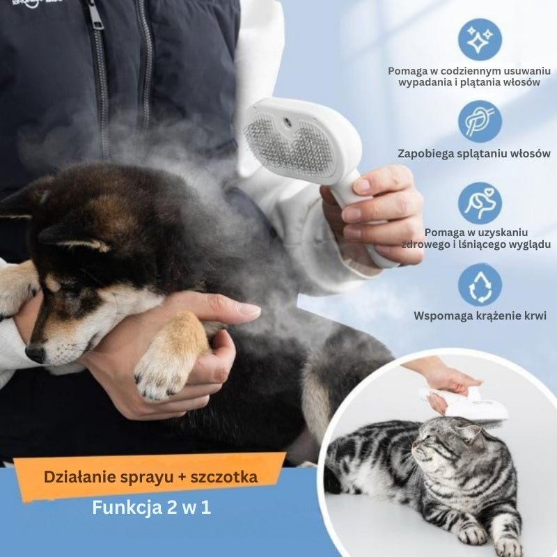FurEase - Akumulatorowa Szczotka Parowa Do Pielęgnacji Zwierząt