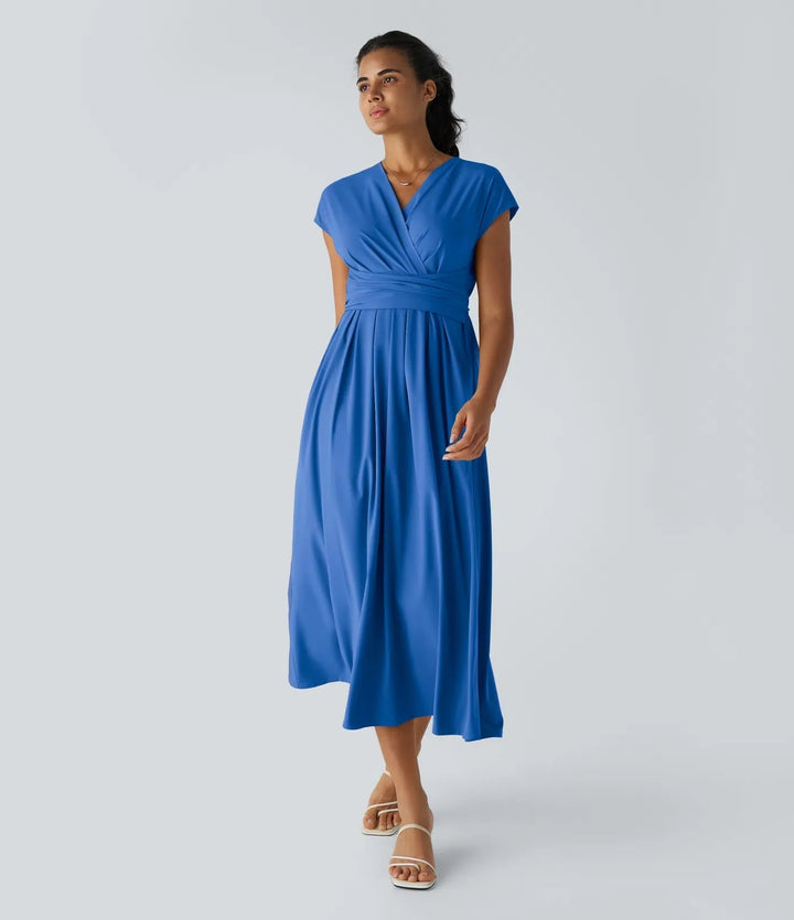 Wilhelmine – Elegancka Sukienka Kopertowa z Wysokim Stanem
