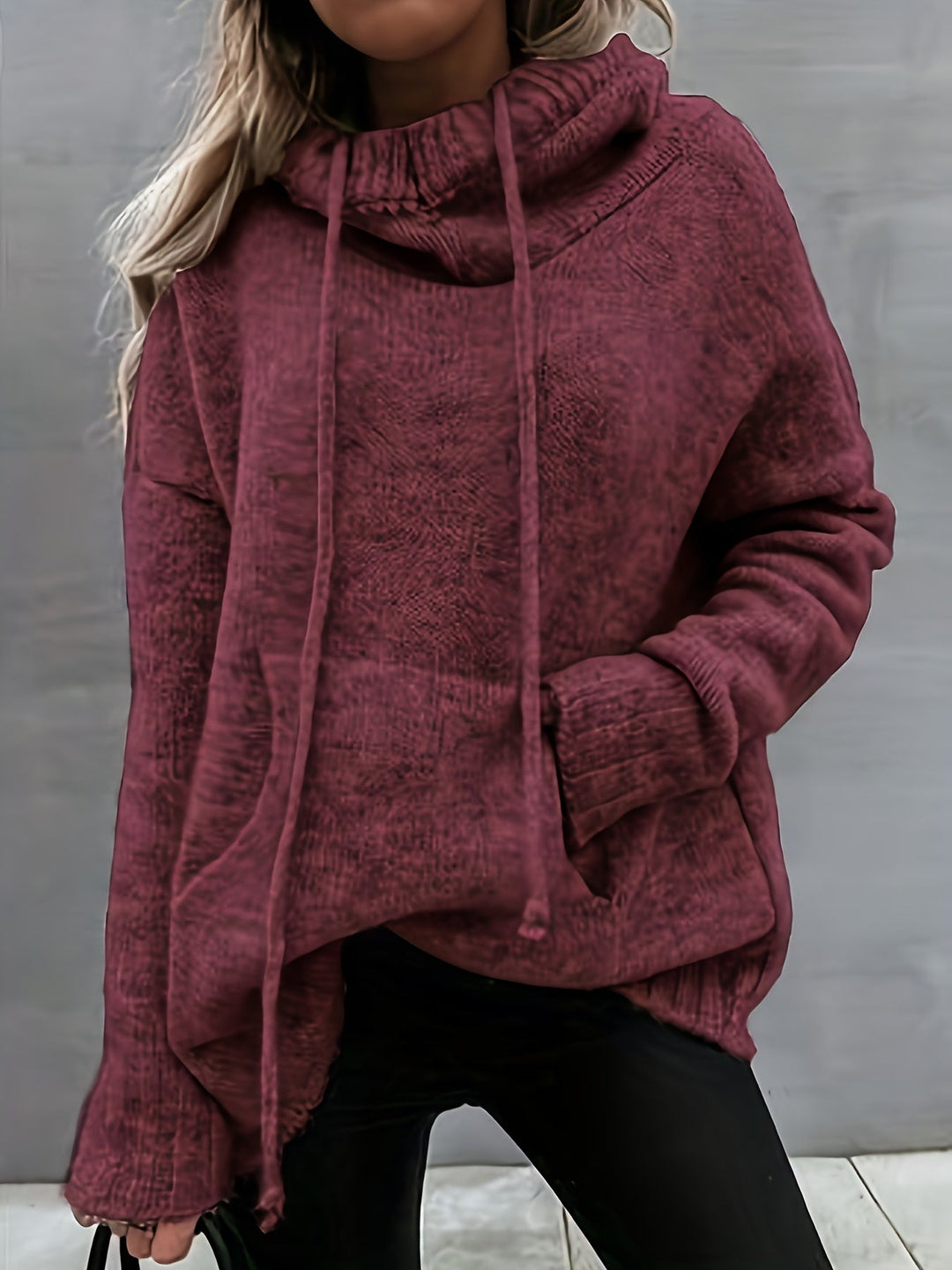 Zelina – Sweter z Długim Rękawem i Kieszenią