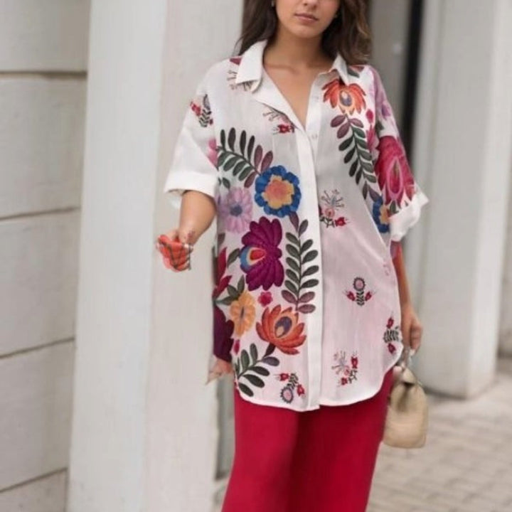 Rossella – Elegancka Koszula w Kwiatowy Wzór
