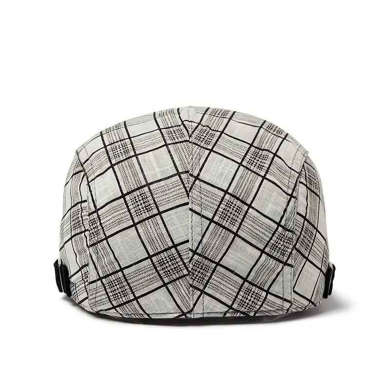 Zared – Regulowana Czapka Beret w Stylu Vintage w Kratę