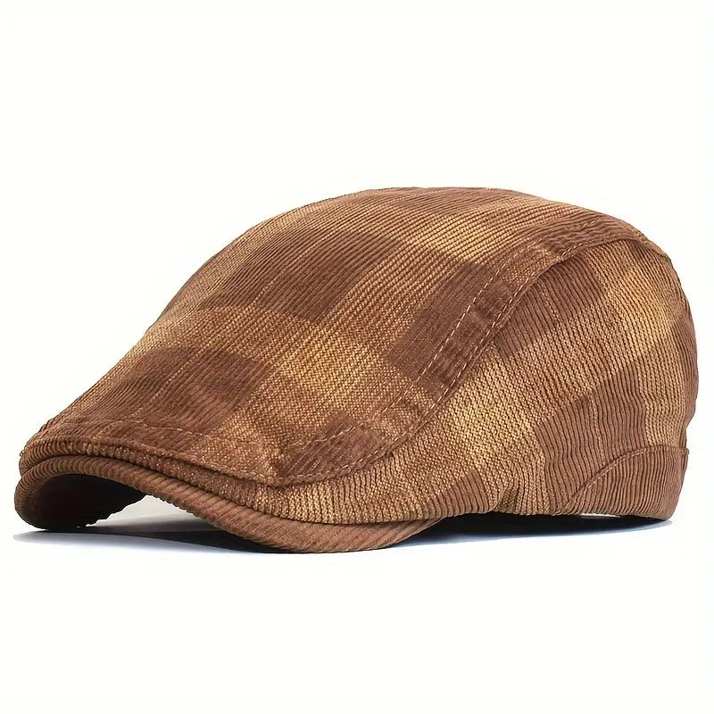 Enriko – Czapka Beretka z Bawełny w Stylu Vintage w Kratę