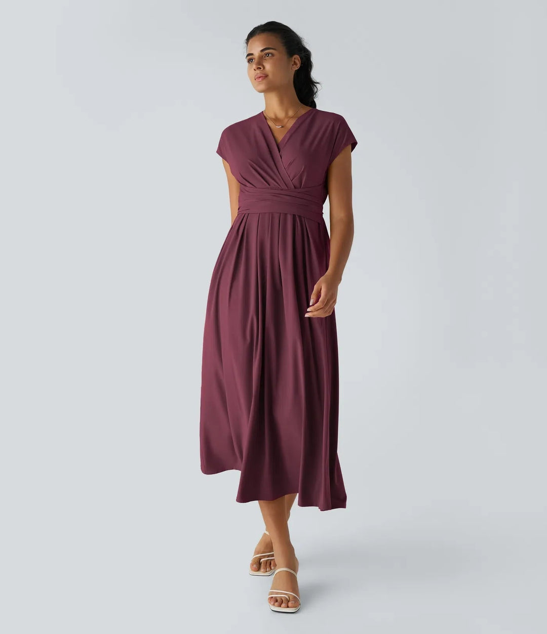Wilhelmine – Elegancka Sukienka Kopertowa z Wysokim Stanem