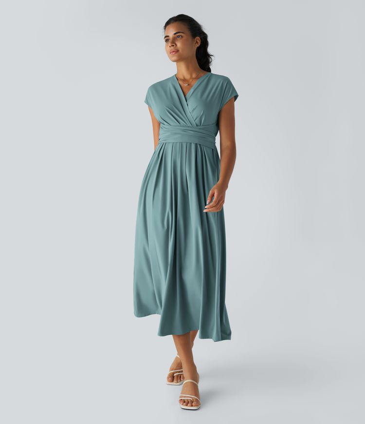 Wilhelmine – Elegancka Sukienka Kopertowa z Wysokim Stanem