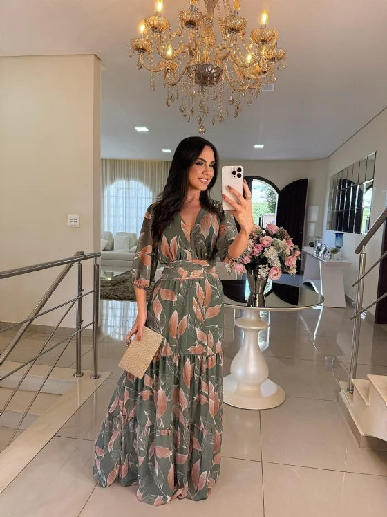 Lella – Stylowa Sukienka Maxi w Kwiaty