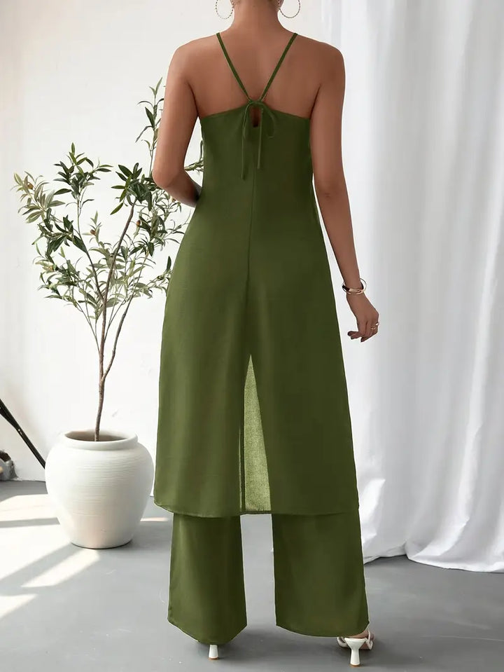 Eirini - Elegancki Dwuczęściowy Zestaw Bez Rękawów