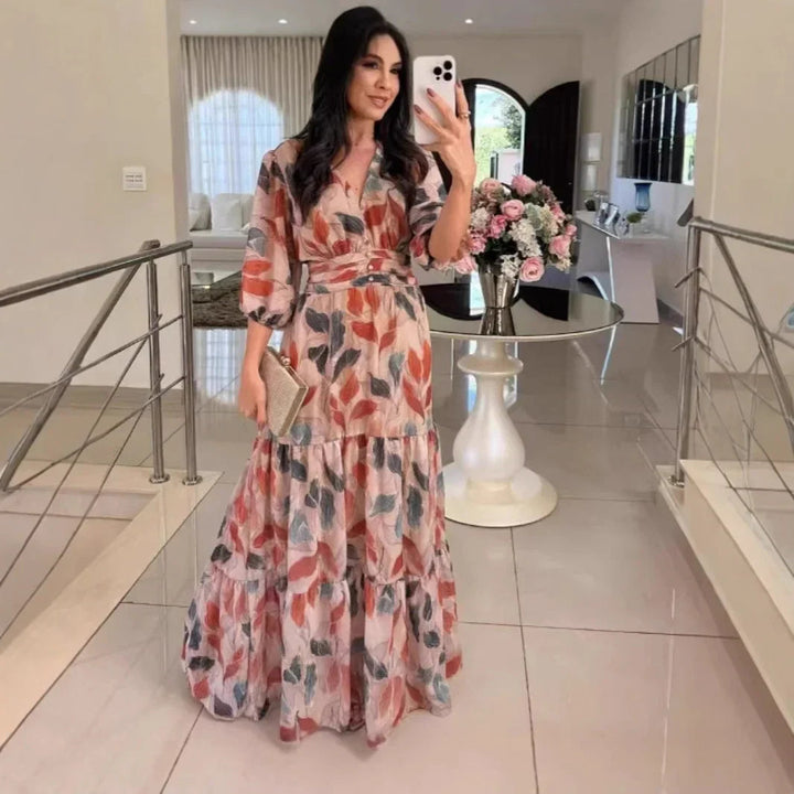 Lella – Stylowa Sukienka Maxi w Kwiaty
