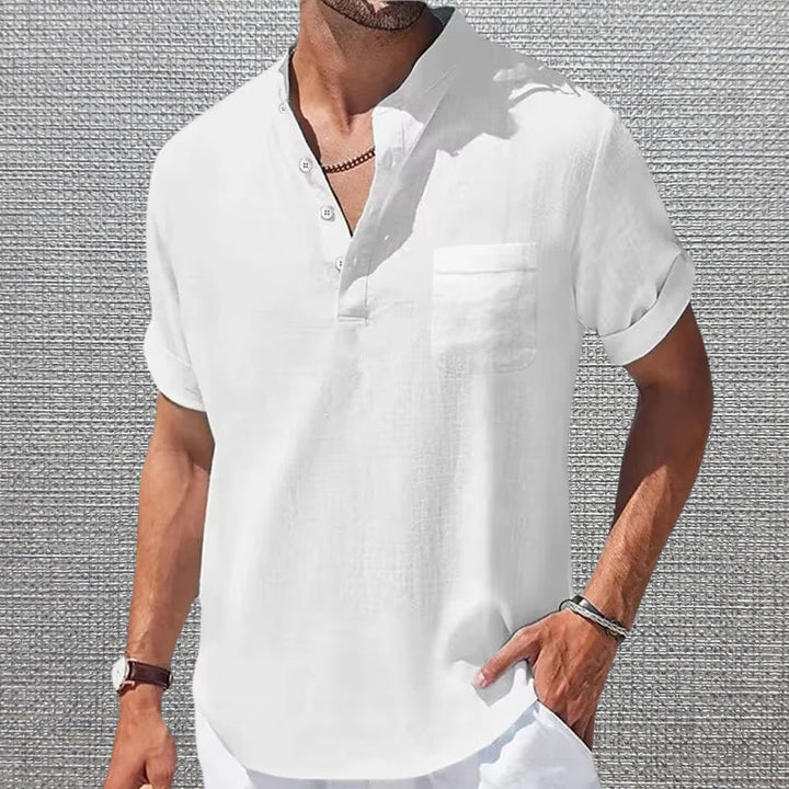 Anthony - Elegancka Koszulka z Krótkim Rękawem i Kieszenią
