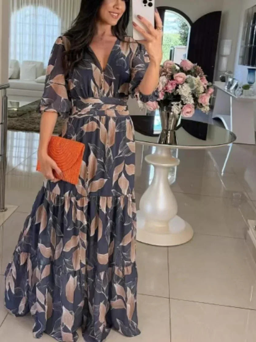 Lella – Stylowa Sukienka Maxi w Kwiaty