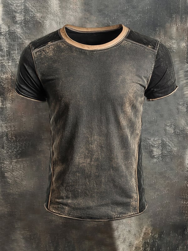 Koszulka Henley Dla Mężczyzn w Stylu Retro z Kolorowymi Wstawkami