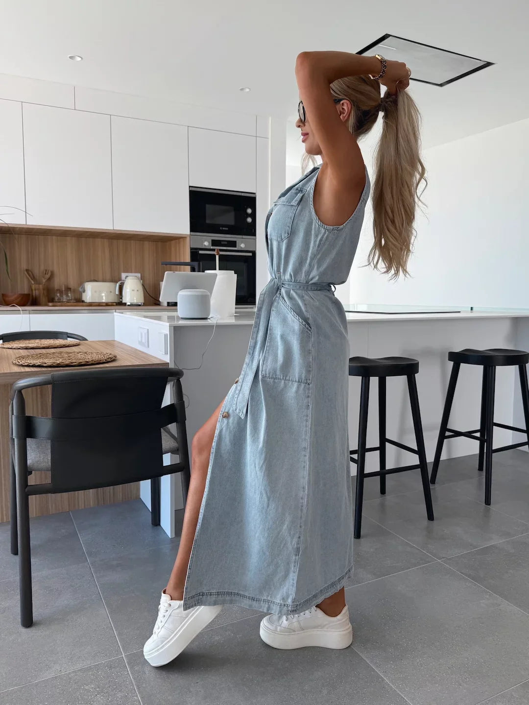 Jacinta – Stylowa Długa Sukienka Z Kieszenią