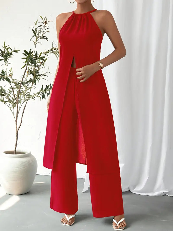 Eirini - Elegancki Dwuczęściowy Zestaw Bez Rękawów