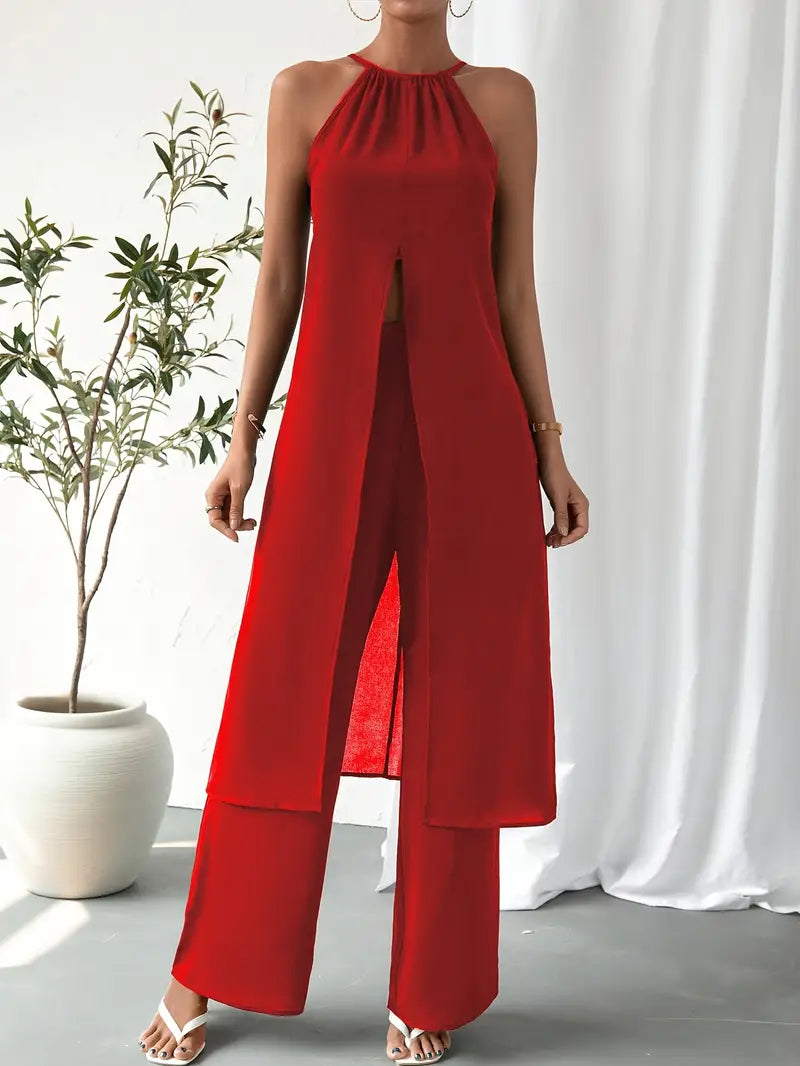 Eirini - Elegancki Dwuczęściowy Zestaw Bez Rękawów