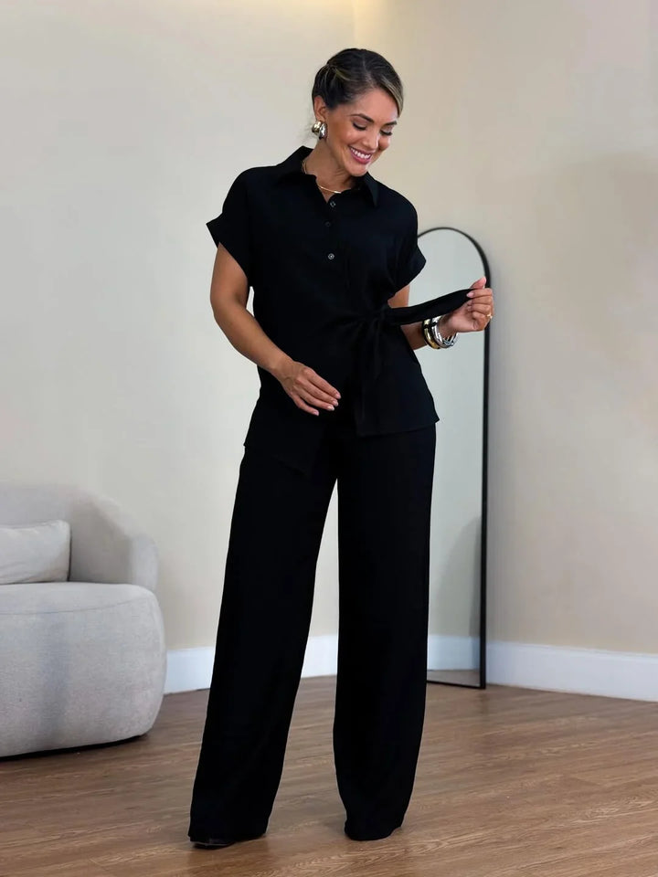 Lorie – Elegancki Dwuczęściowy Zestaw z Wiązaniem z Przodu