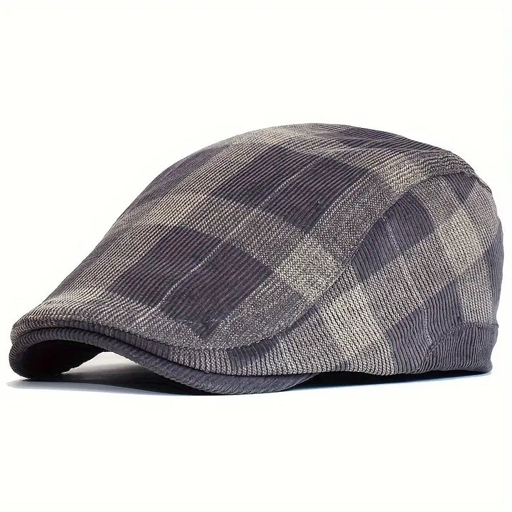 Enriko – Czapka Beretka z Bawełny w Stylu Vintage w Kratę