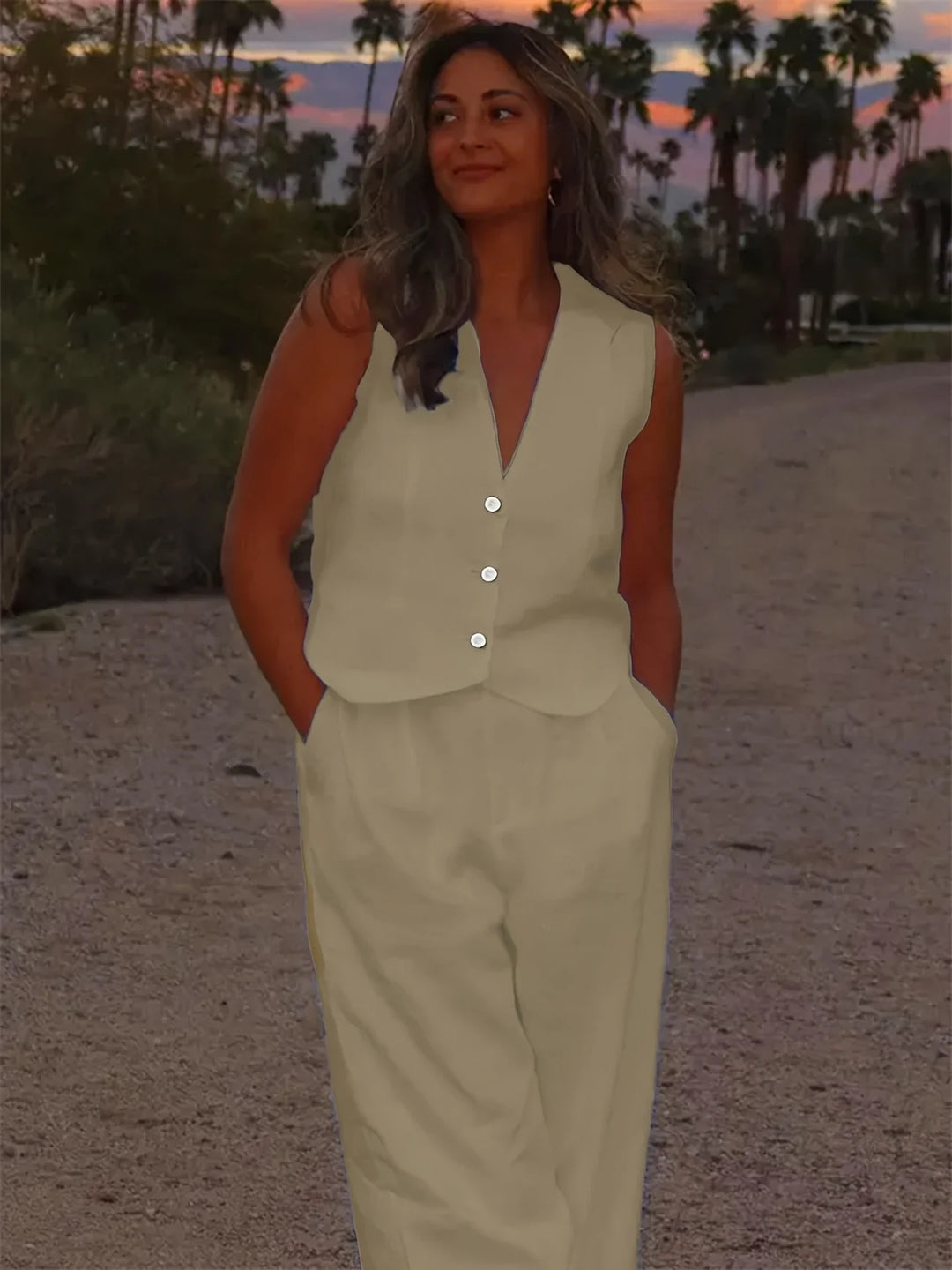 Jorja – Elegancki Dwuczęściowy Zestaw Bez Rękawów
