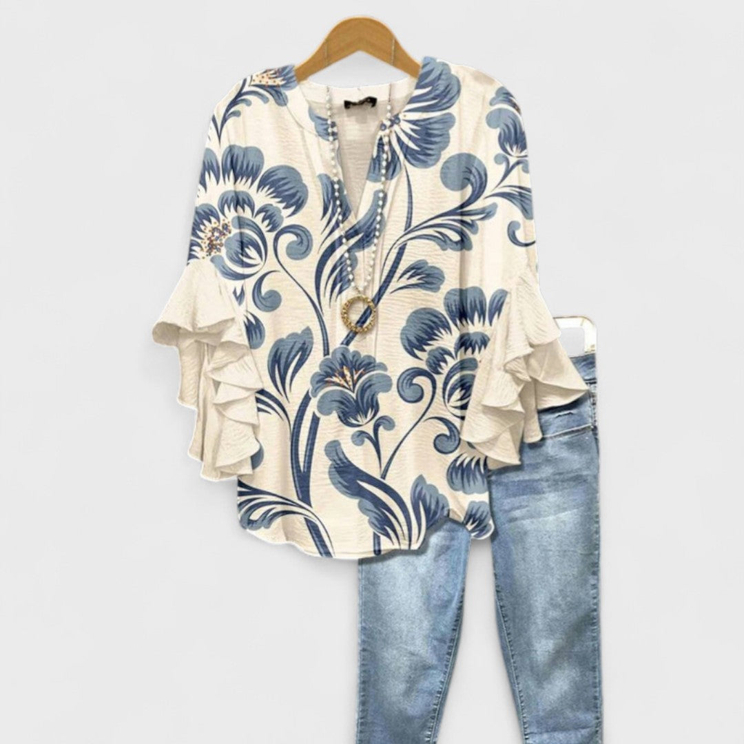 Rachida – Elegancka Bluzka w Kwiatowy Wzór