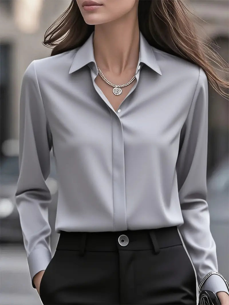 Amiliana – Elegancka Koszula z Długim Rękawem i Guzikami