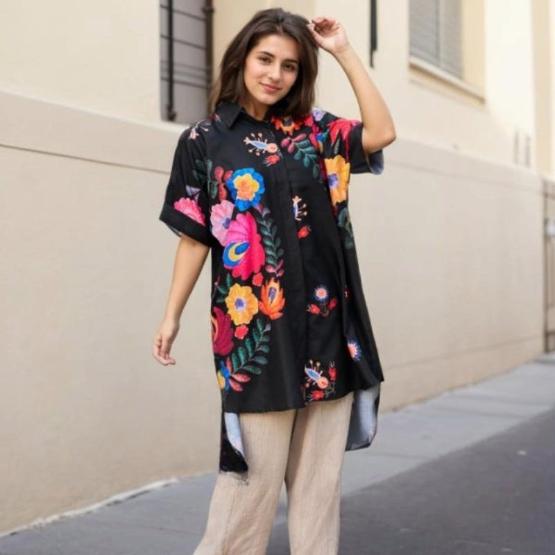 Rossella – Elegancka Koszula w Kwiatowy Wzór