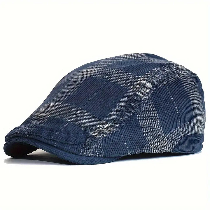 Enriko – Czapka Beretka z Bawełny w Stylu Vintage w Kratę